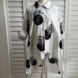 Truth + Style Printed Stretch Poplin Hi-Low